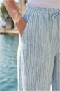 Blue Petite Stripe Cropped Wide Leg Trouser , Image 4 of 4