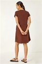 Chocolate Linen Blend Shift Dress, Image 3 of 5