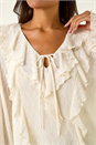 Ivory  Lace Ruffle Front Top, Image 6 of 8
