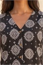 Black Petite Abstract Print Button Up Blouse, Image 4 of 5