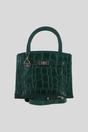 Green Genuine Leather Structured Handbag with Detachable Crossbody Strap, Image 1 of 4