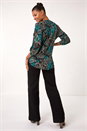 Teal Stretch Paisley Print Shirt, Image 3 of 5