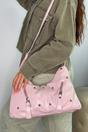 Pink Large Shoulder Bag With Zips And Studs, Image 4 of 4