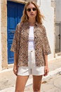 Tan Animal Print Relaxed Blouse, Image 3 of 4