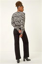Black Abstract Print Stretch Top, Image 4 of 5