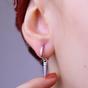 Silver Sterling Silver Triangle Mini Pave Spike Charm Hoop Earrings, Image 3 of 3