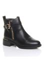Black AJVANI Black Gold Zip Chunky Sole Buckle Ankle Boots, Image 5 of 5