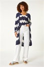 Navy  Chevron Stripe Longline Cardigan, Image 2 of 5