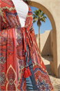 Red Curve Paisley Tie Front Kimono, Image 4 of 4