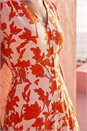 ORANGE Floral Button Down Midi Dress, Image 4 of 4