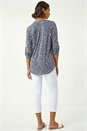 Grey Floral Notch Neck Shirt, Image 3 of 4