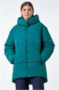 Teal Oversized Padded Coat, Image 4 of 7