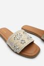 Cream Karter Embellished Canvas Slide On Sandals, Image 6 of 6