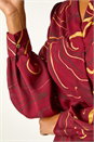 Red Marble Foil V-Neck Top, Image 5 of 5