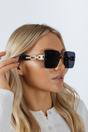 Black SVNX Black Rimless Oversized Square Sunglassses, Image 1 of 5
