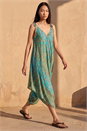 Teal Paisley Floral Pocket Slouchy Jumpsuit, Image 2 of 4