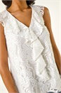 Ivory  Lace V-Neck Ruffle Front Top, Image 5 of 5