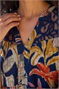 Navy  Cotton Tropical Lace Detail Tiered Dress, Image 4 of 4