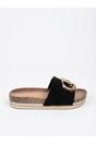Black Mia Womens Embellished Cork Platform Sliders, Image 1 of 4