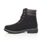 Black AJVANI Black Low Heel Lace Up Biker Worker Boots, Image 3 of 6