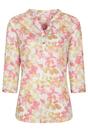 Coral Petra Leaf Print 3/4 Sleeve Blouse, Image 1 of 4