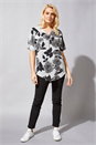 Grey Rose Print Zip Front T-Shirt, Image 2 of 4
