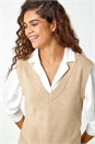 Natural  Sleeveless Knitted Vest, Image 5 of 6
