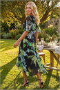 Green Botanical Floral Frill Dress, Image 3 of 4