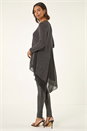 Black Sparkly Chiffon Hem Stretch Top, Image 3 of 5
