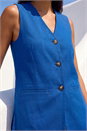 Royal Blue Longline Button Waistcoat Jacket, Image 5 of 5