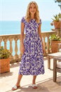 Purple Abstract Print Pocket Midi Dress, Image 2 of 4