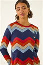 Orange Zig Zag Side Button Dress, Image 4 of 5
