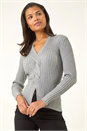 Grey Cable Split Detail Rib Jumper, Image 1 of 5
