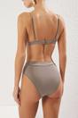 Khaki Triangle Bikini Set with Adjustable Straps and High Waist Bottom, Image 3 of 3