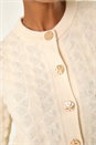 Ivory  Textured Buttoned Knit Cardigan, Image 5 of 5