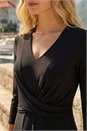 Black Stretch Crossover Midi Dress, Image 4 of 4