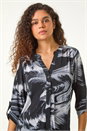 Grey Stretch Brushed Print Blouse, Image 4 of 5