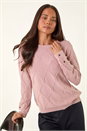 Light Pink Petite Button Cuff Knit Jumper, Image 1 of 5