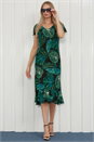 Black Julianna Tropical Leaf Print Bias Cut Dress, Image 3 of 4