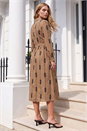 Taupe Belted Embroidery Dress, Image 2 of 4