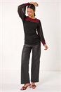 Red Sequin Yoke Mesh Sleeve Top, Image 1 of 6