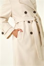 Cream  Textured Premium Belted Smart Coat, Image 7 of 9