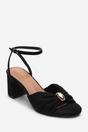 Black Bluebird Block Heel Ruched Buckle Sandal, Image 3 of 6