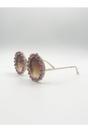 Pink Round Floral Crystal Gem Sunglasses in Pink, Image 3 of 6