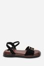Black Coastal Front Buckle Flatform Suede Sandal, Image 2 of 6