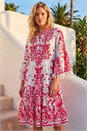 CORAL Beaded Tassel Trim Smock Dress, Image 1 of 4