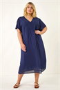 Navy  Curve Lace V-Neck Dress, Image 2 of 5