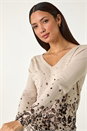 Biscuit Sparkly Floral V-Neck Knit Jumper, Image 4 of 5