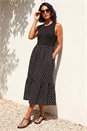 Black Dusk Polka Dot Ribbed Midi Dress , Image 2 of 4