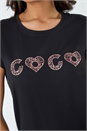 Black Metallic Foil Print Stretch T-Shirt, Image 5 of 5